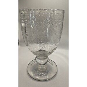 Clear Bubble Blown Glass Water Goblet Set Of 4